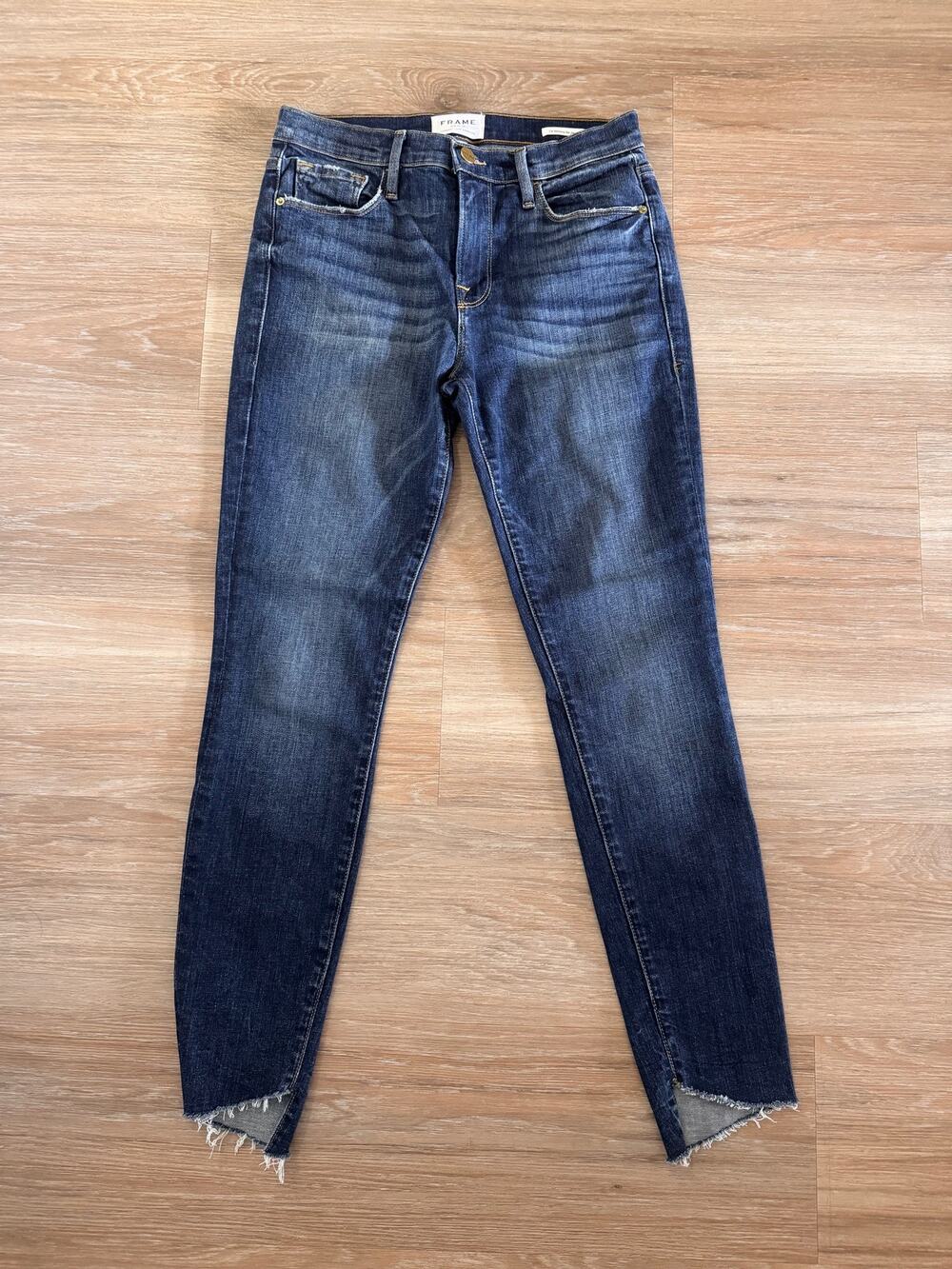 Frame Denim | Le Skinny de Jeanne Size 27 Dark Wash Raw Step Hem Skinny